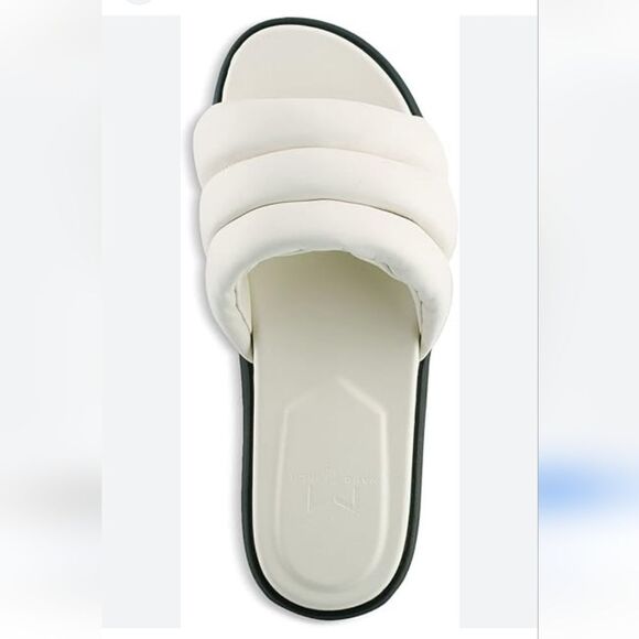 New Marc Fisher LTD Yessy white puffy flip flip slides sandals leather size 7 - Picture 3 of 4